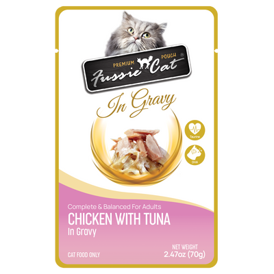 Fussie Cat Chicken With Tuna In Gravy 2.47-oz Pouch, Wet Cat Food