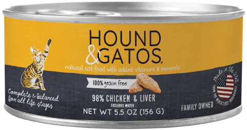 Hound & Gatos 98% Chicken Liver Recipe, Wet Cat Food, 5.5-oz Case Of 24