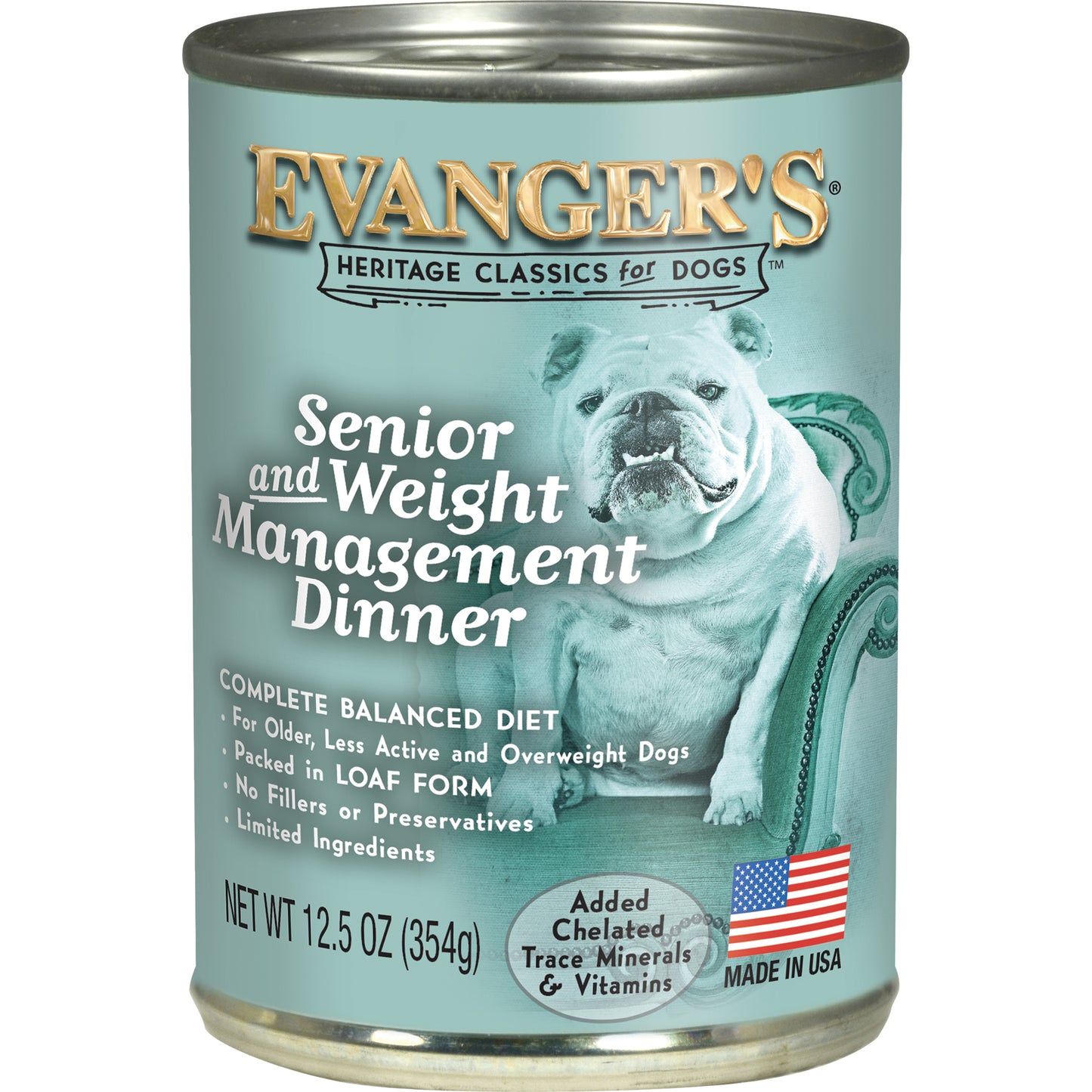 Evanger's Heritage Classic Senior And Weight Management Dinner In Loaf Form Wet Dog Food, 12.5-oz, Case Of 12