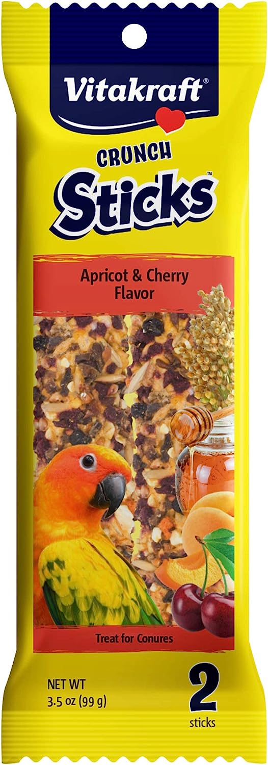 Vitakraft Crunch Conure Sticks Apricot & Cherry 3.5-oz, Bird Treat
