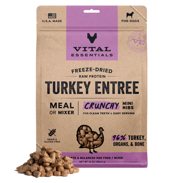 Vital Essentials Turkey Crunchy Mini Nibs Freeze-Dried Raw Dog Food