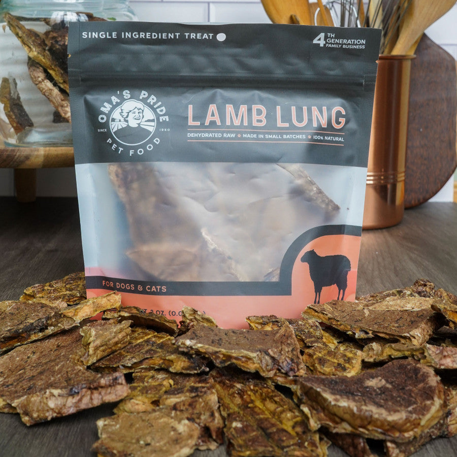Oma's Pride Dehydrated Lamb Lung, Dog & Cat Treats, 8-oz Bag