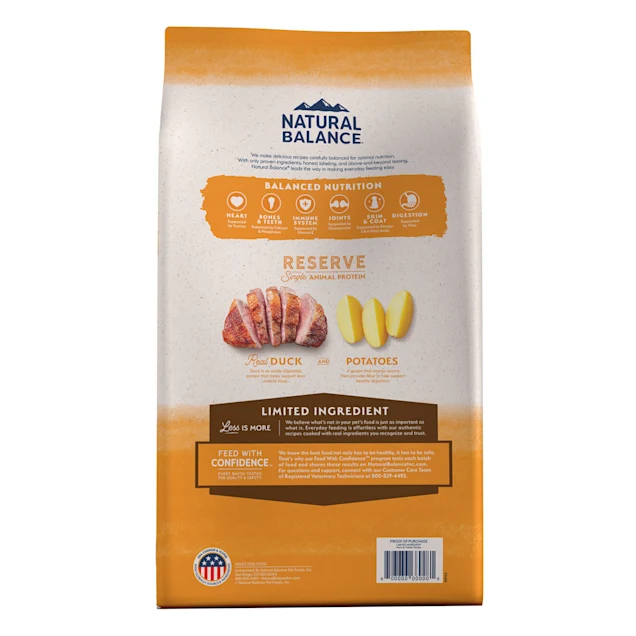 Natural Balance Limited Ingredient Reserve Grain Free Duck & Potato Recipe, Dry Dog Food