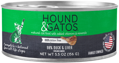 Hound & Gatos 98% Duck Liver Recipe, Wet Cat Food, 5.5-oz Case Of 24