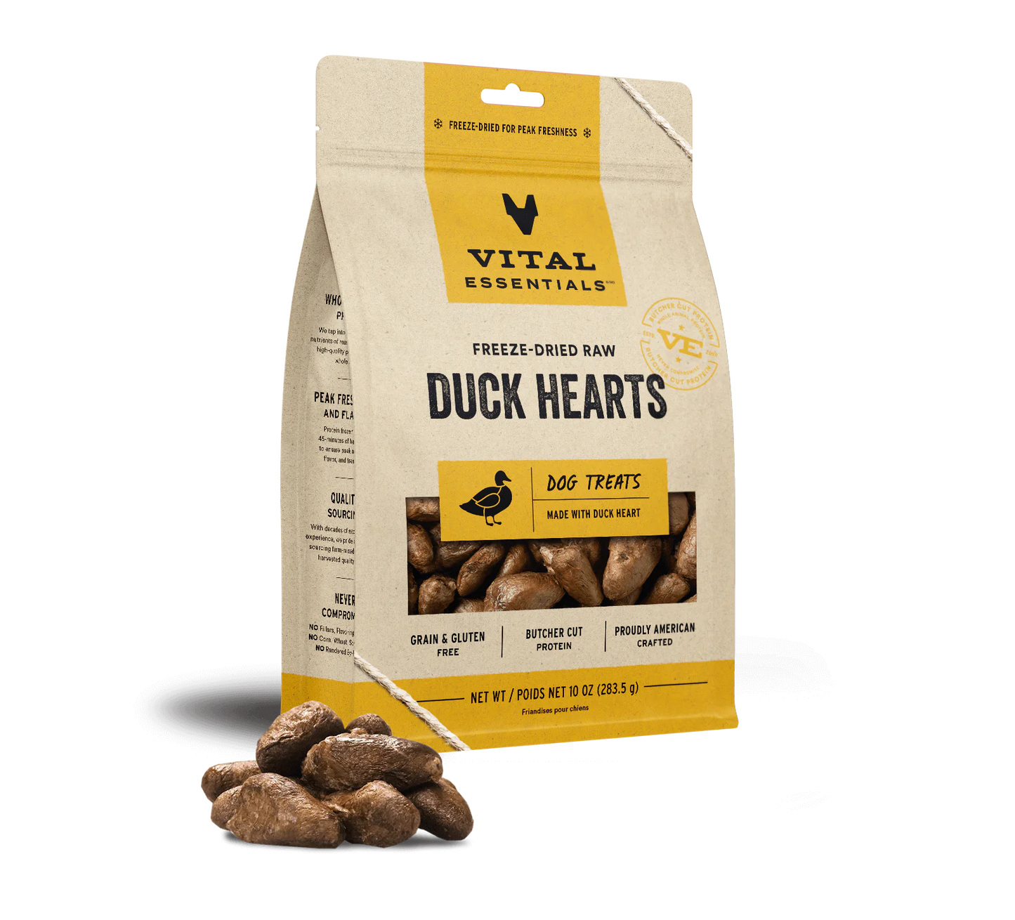 Vital Essentials Freeze-Dried Raw Duck Heart, Dog Treat