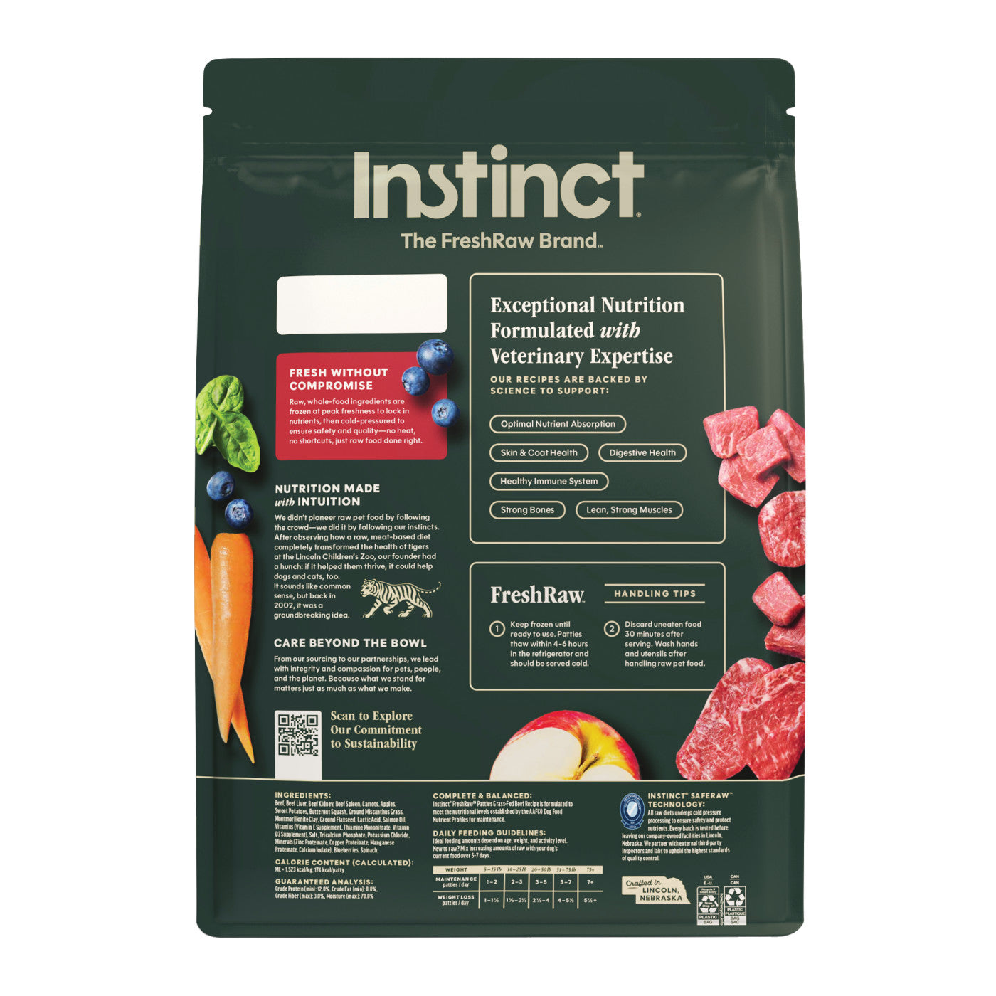 Instinct FreshRaw Patties Grass-Fed Beef Recipe Frozen Raw Dog Food, 6-lb Bag