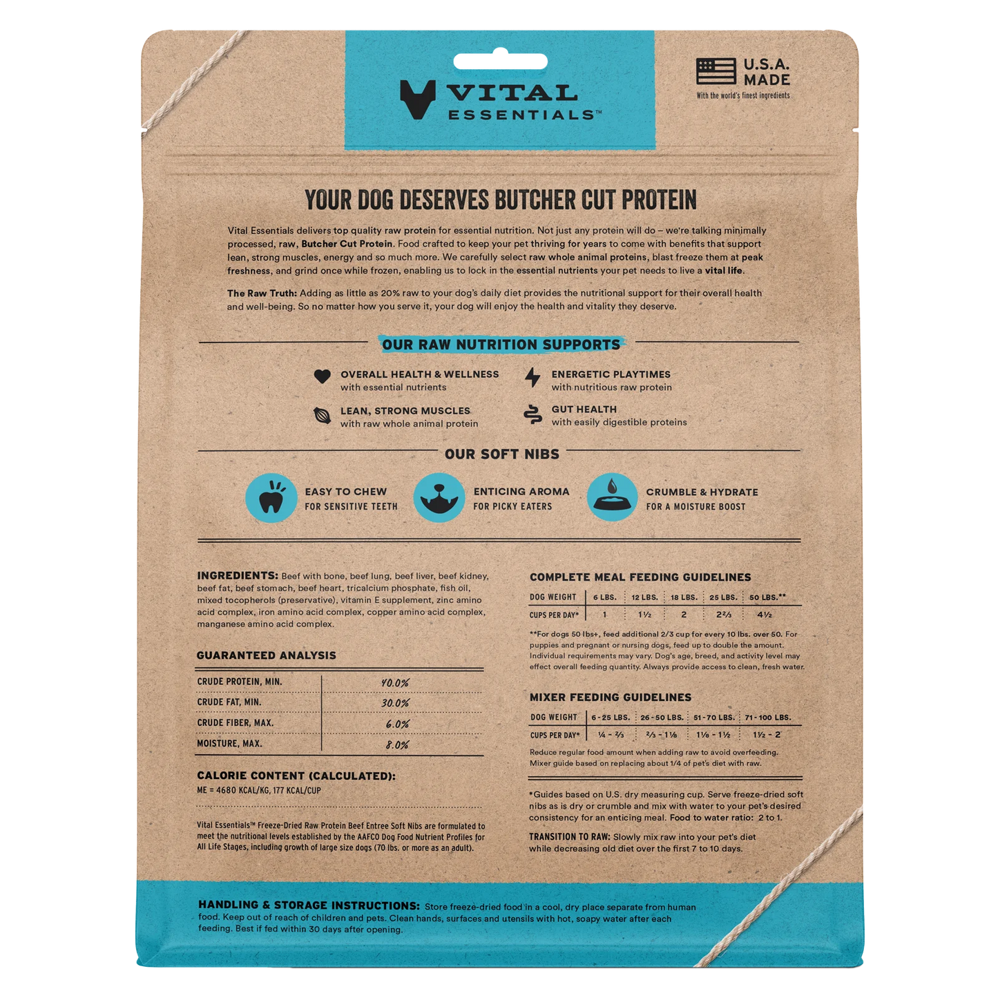 Vital Essentials Beef Soft Nibs Meal or Mixer Freeze-Dried Raw Dog Food, 14-oz Bag