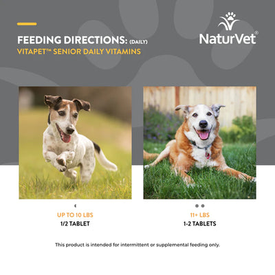 NaturVet VitaPet™ Senior Daily Vitamins Chewable Tablets , Dog Supplement