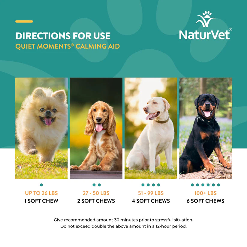 NaturVet Quiet Moments® Dog Calming Aid Soft Chews, Dog Supplement
