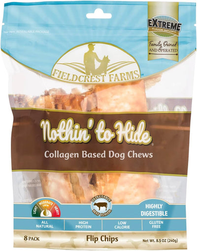 Fieldcrest Farms Nothin To Hide Flip Chips Beef 8-Pack, Dog Treat