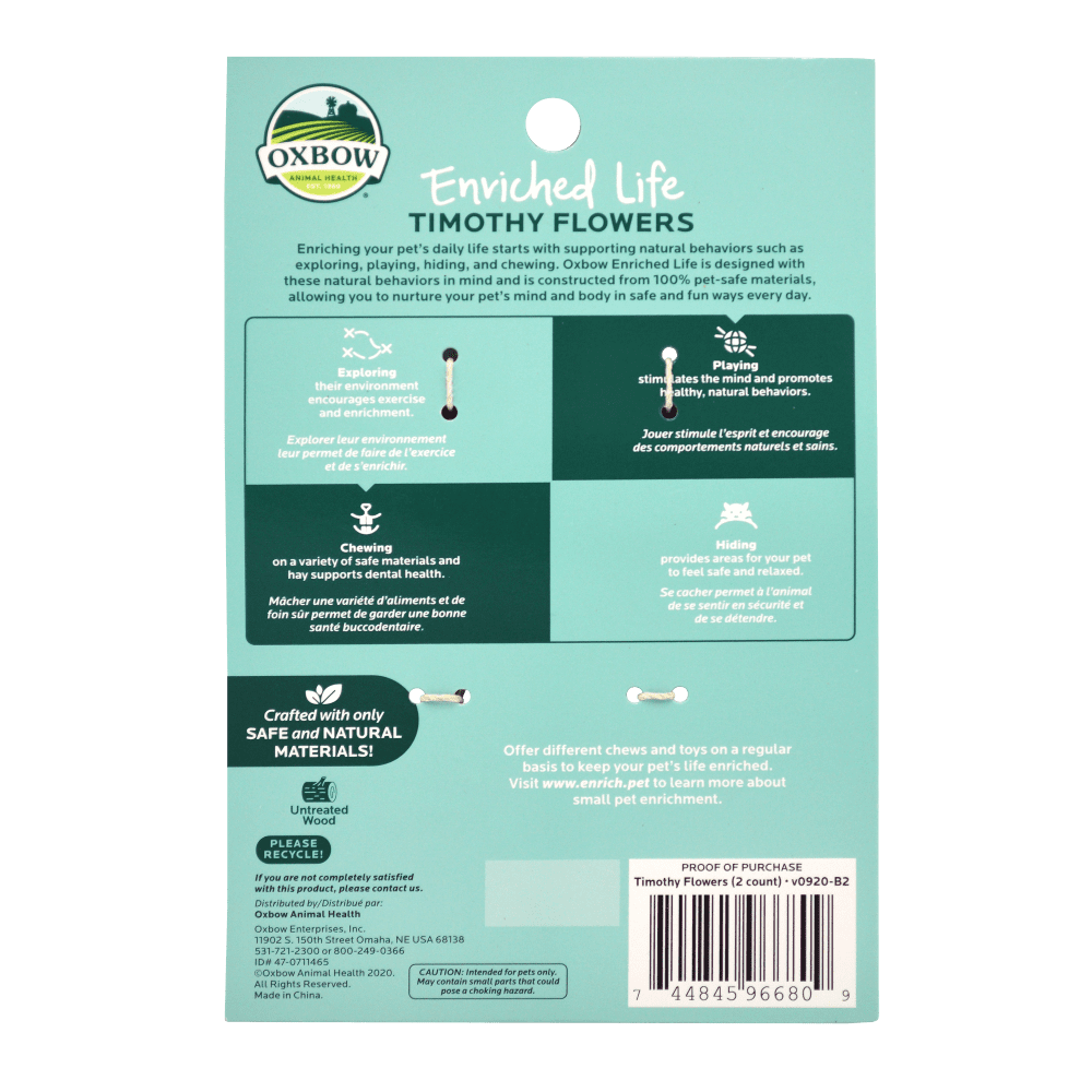 Oxbow Enriched Life Timothy Flowers, Small Animal Chew