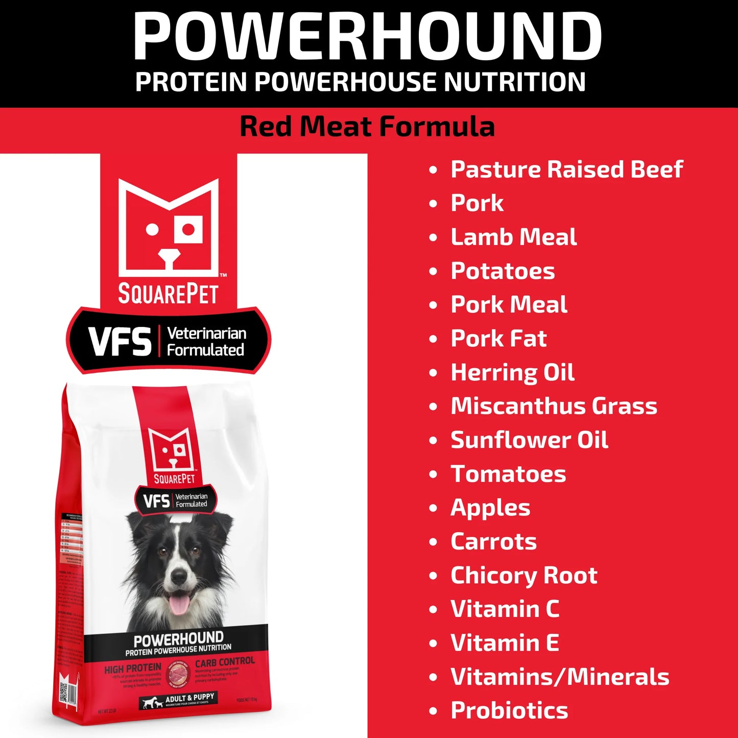 SquarePet VFS® POWERHOUND™ Red Meat, Dry Dog Food