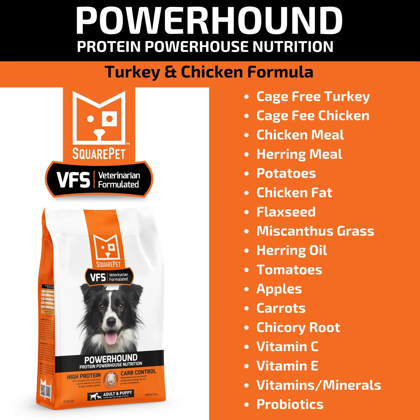 SquarePet VFS® POWERHOUND™ Turkey & Chicken, Dry Dog Food