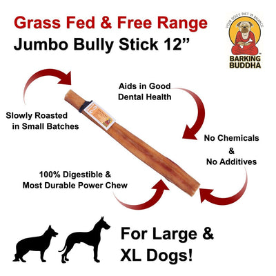 Barking Buddha Jumbo Bully Stick 12-inch, Dog Chew