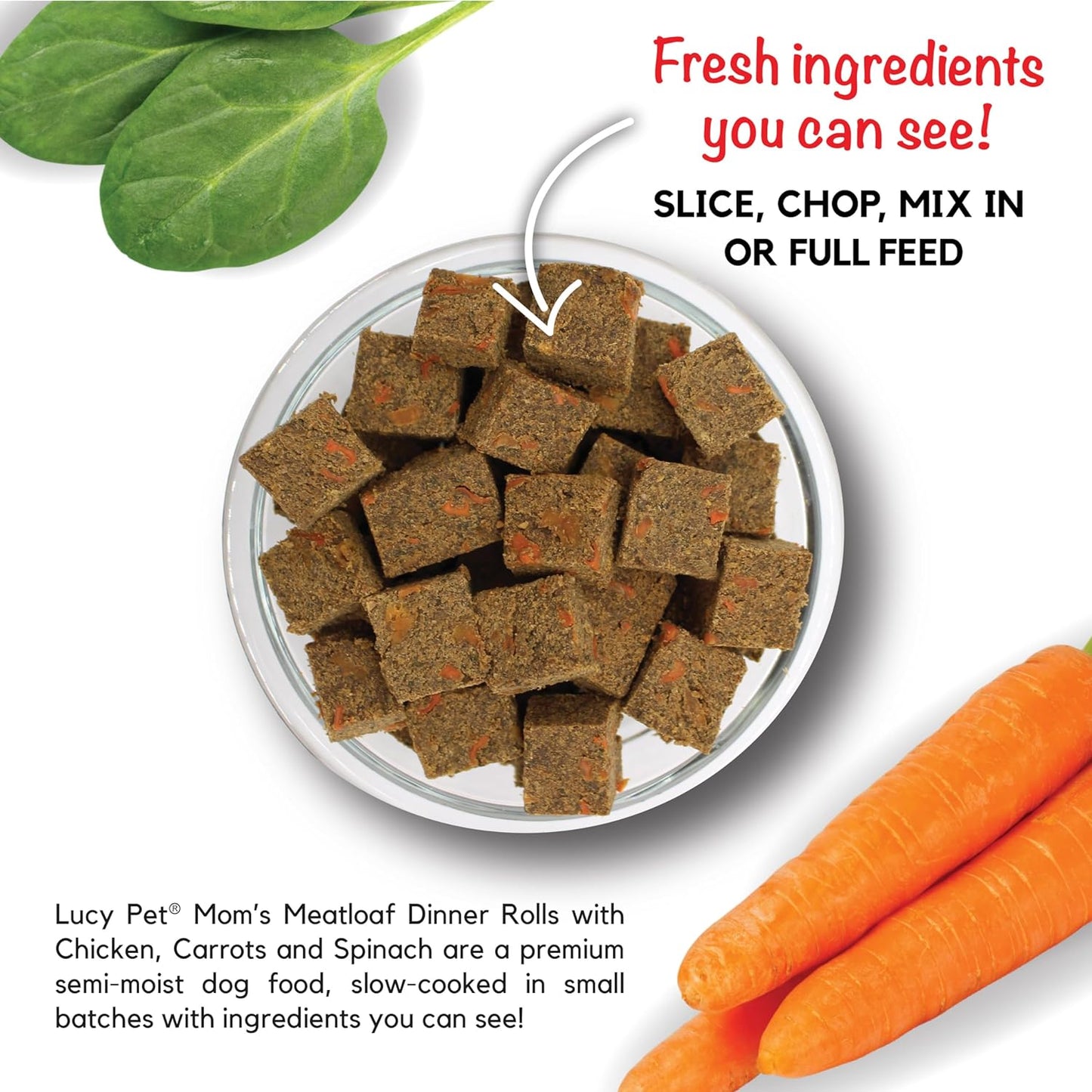 Lucy Pet Mom’s Meatloaf™ Chicken Dinner Roll, Dog Food