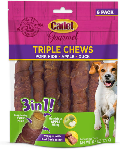 Cadet Triple Chew Duck & Apple 6-Pack, Dog Chew