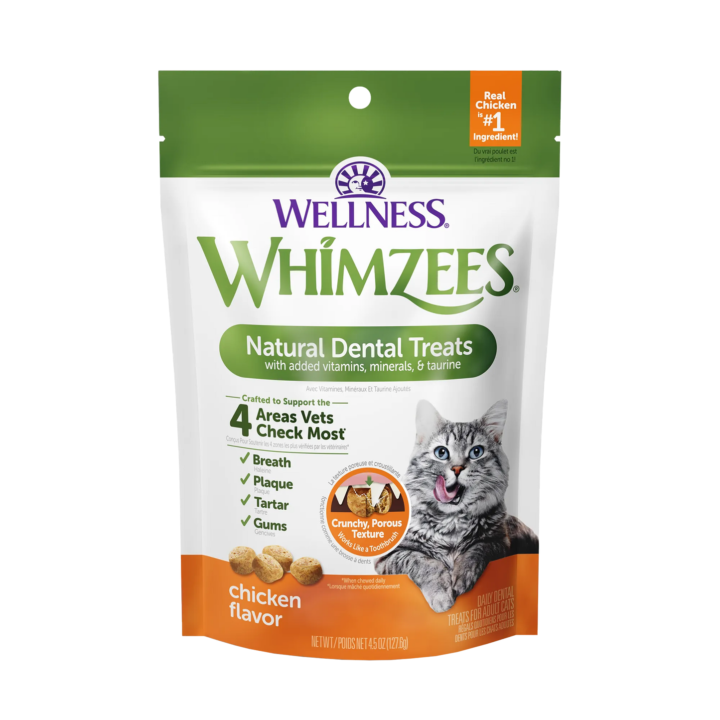 Whimzees Natural Cat Dental Treats Chicken Recipe 2-oz, Cat Treat