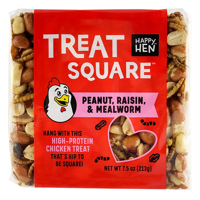 Happy Hen Treats Treat Square Peanut, Raisin & Mealworm Recipe, Poultry Treat