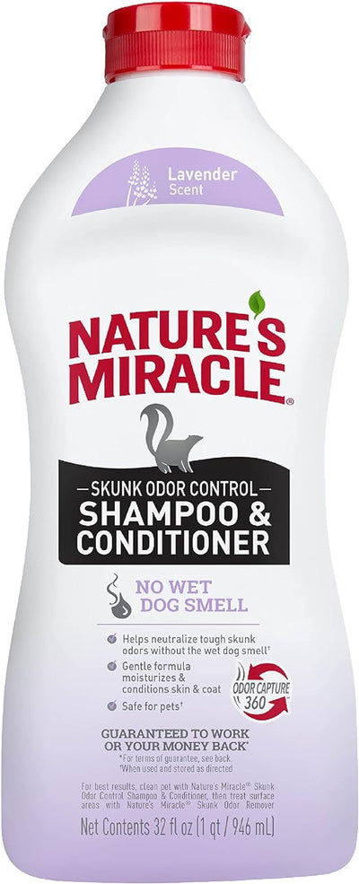 Nature's Miracle Skunk Odor Control Shampoo & Conditioner Lavender Scent 32-oz, Pet Shampoo