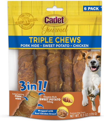 Cadet Triple Chew Chicken 6-Pack, Dog Chew
