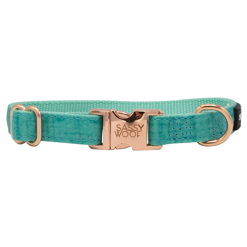 Sassy Woof Wag Your Teal Dog Collar