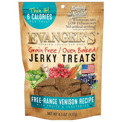 Evanger's Grain-Free Venison Jerky 4.5-oz, Dog Treat