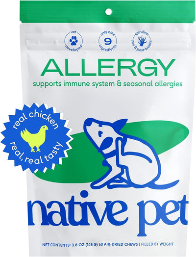 Native Pet Allergy: Air-Dried Immune & Seasonal Allergy Support 30-Count, Dog Supplement