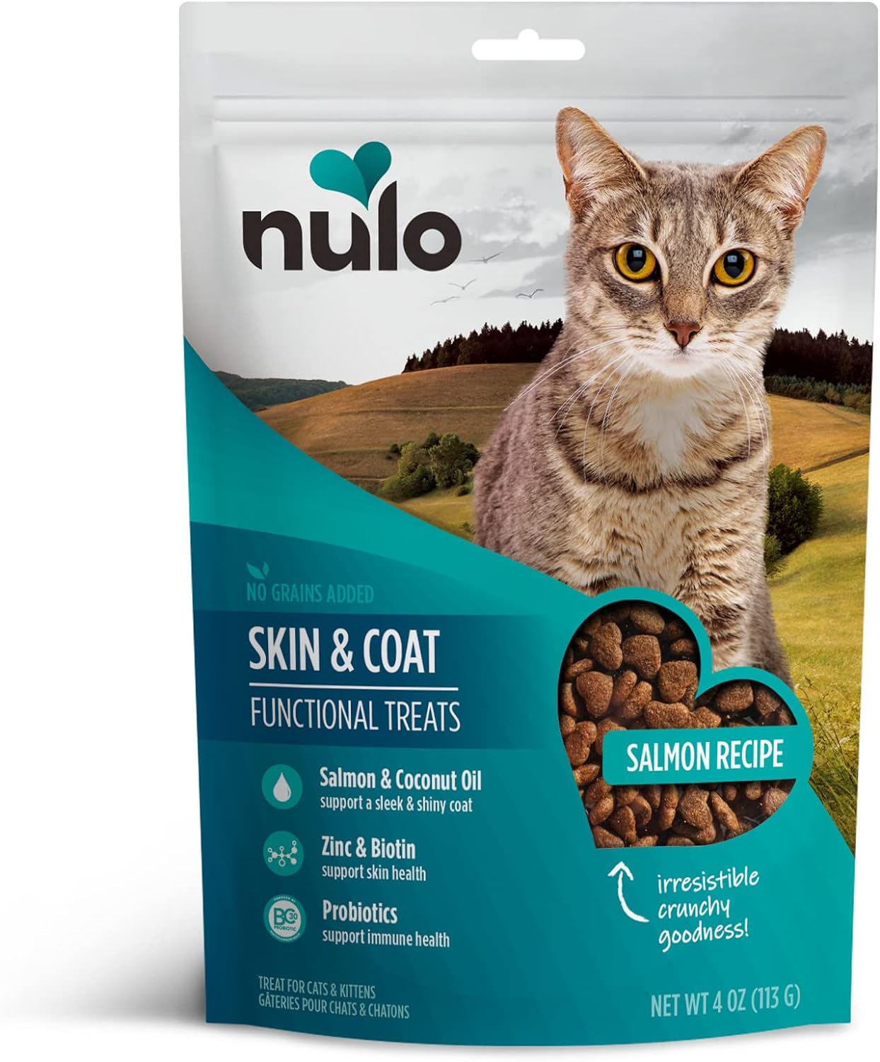 Nulo Skin & Coat Salmon Recipe Functional Crunchy Cat Treats,  4-oz Bag