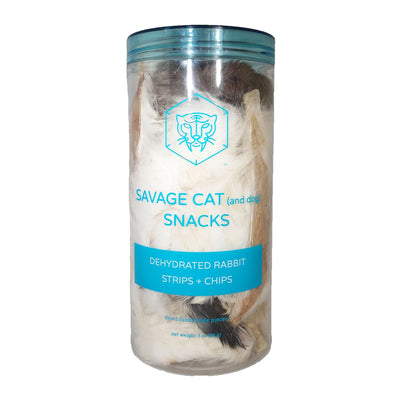 Savage Cat Dehydrated Rabbit Strips & Chips 3-oz, Dog & Cat Treat