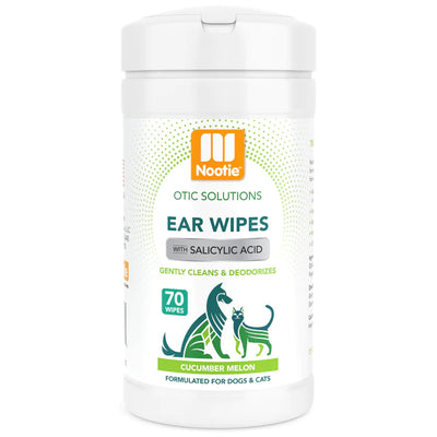 Nootie Ear Wipes With Salicylic Acid Cucumber Melon, 70-Count For Cats & Dogs