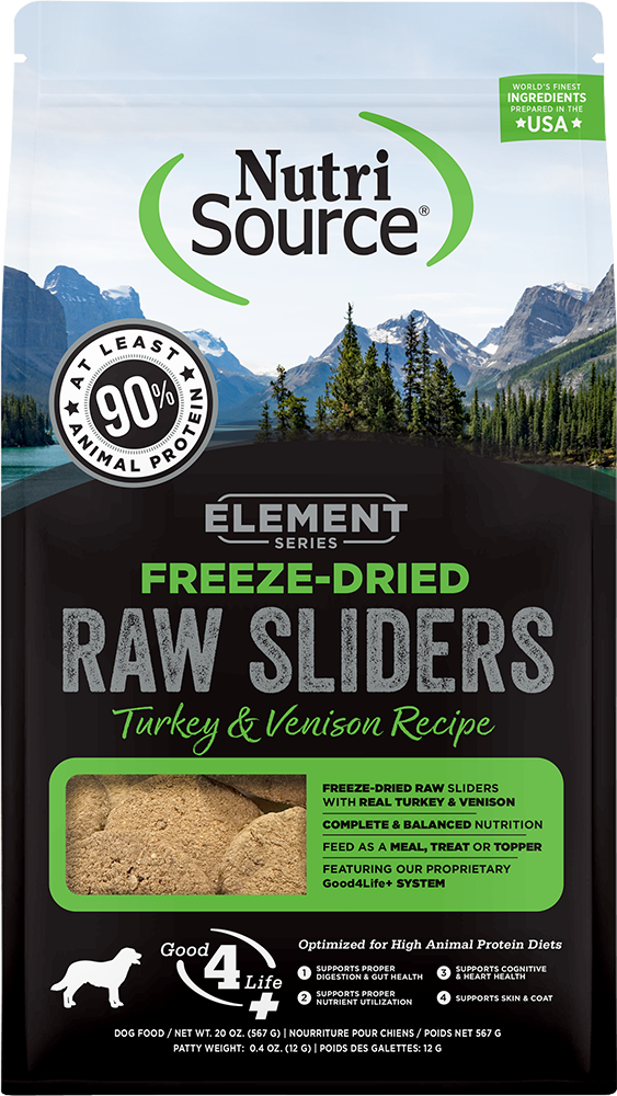 Nutrisource Element Series Raw Sliders Turkey & Venison Recipe 20-oz, Freeze-Dried Dog Food