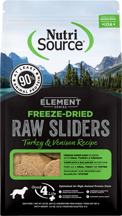 Nutrisource Element Series Raw Sliders Turkey & Venison Recipe 20-oz, Freeze-Dried Dog Food