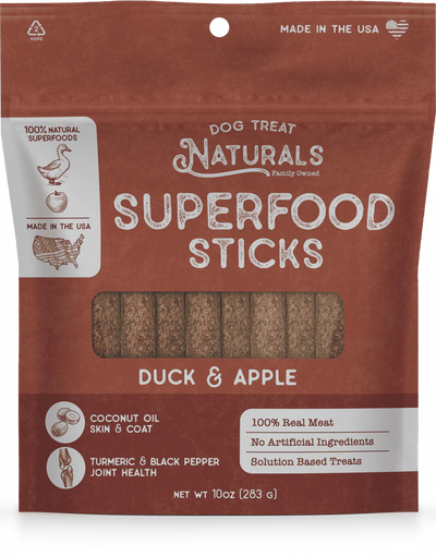 Dog Treat Naturals Duck & Apple Sticks 10-oz, Dog Treat