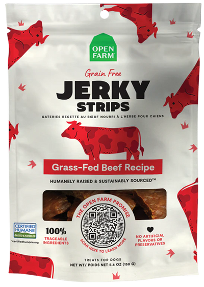 Open Farm Grain-Free Grass-Fed Beef Jerky Strips 5.6-oz, Dog Treat