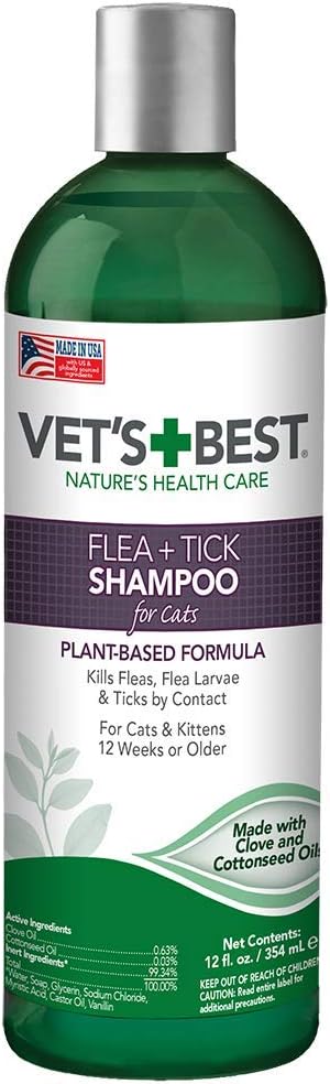 Vet's Best Flea & Tick 12-oz, Cat Shampoo