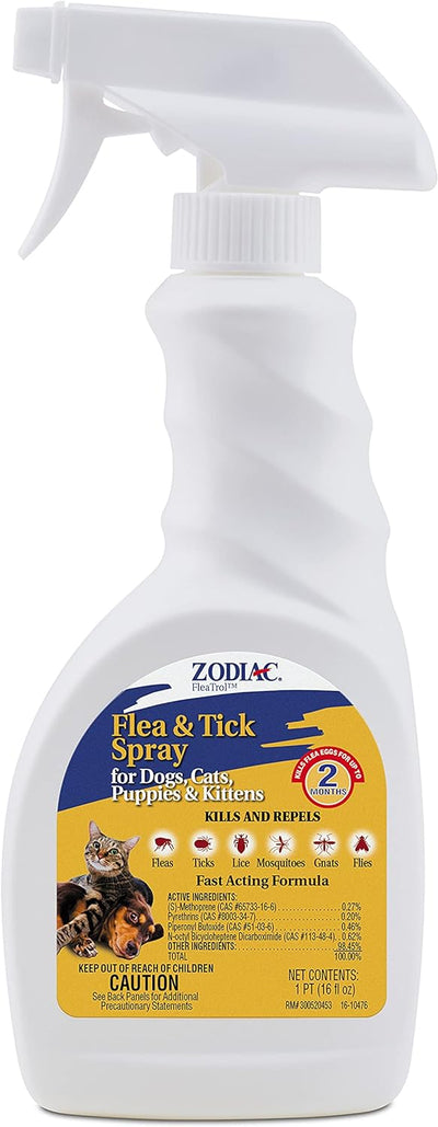 Zodiac Flea & Tick Spray For Dogs & Cats, 16-oz