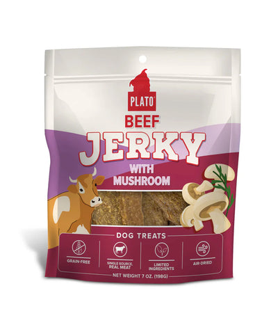 Plato Beef Jerky With Mushrooms, Dog Treat