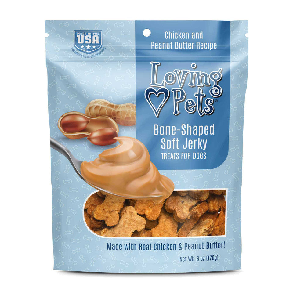 Loving Pets Chicken & Peanut Butter Bone-Shaped Jerky 6-oz, Dog Treats