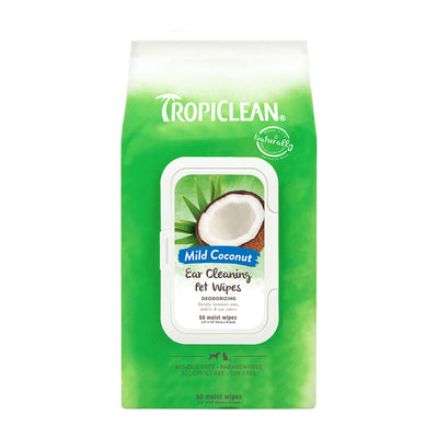 Tropiclean Mild Coconut , 50-Count, Pet Ear Wipes