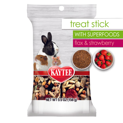 Kaytee Superfood Treat Stick With Superfoods Flax & Strawberry 5.5-oz, Small Animal Treat