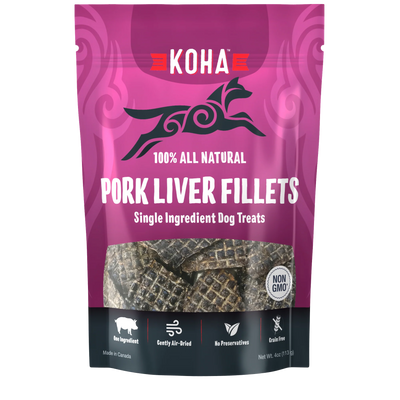 Koha Pork Liver Fillets 4-oz, Dog Treat