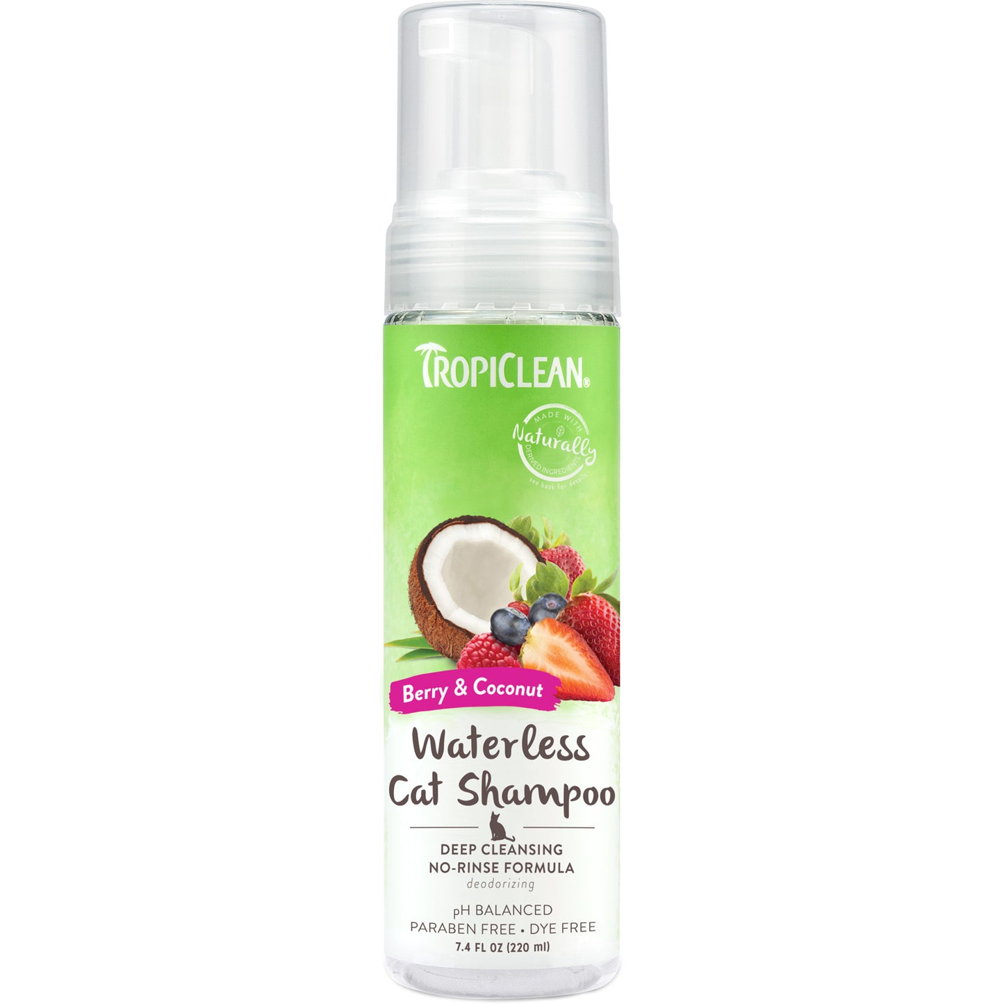Tropiclean Waterless Shampoo Berry & Coconut 7.4-oz, Cat Shampoo