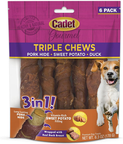 Cadet Triple Chew Duck 6-Pack, Dog Chew