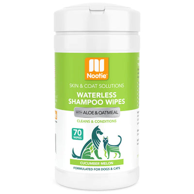 Nootie Waterless Shampoo Wipes With Aloe & Oatmeal, Cucumber Melon, 70-count