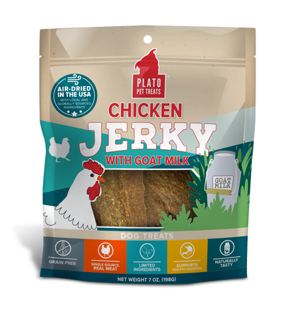 Plato Grain-Free Chicken Jerky With Goat's Milk, Dog Treat