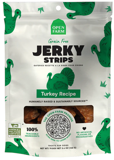 Open Farm Grain-Free Turkey Jerky Strips 5.6-oz, Dog Treat