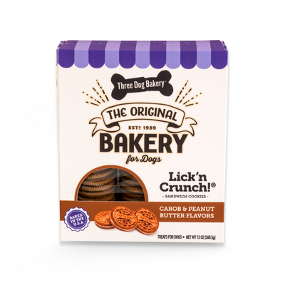 Three Dog Bakery Lick’n Crunch!® Carob & Peanut Butter Flavor 13-oz, Dog Treat