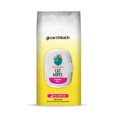 Earthbath Hypoallergenic Cat Wipes 100-Count, Grooming Wipes