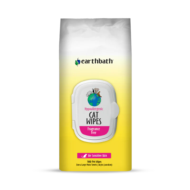 Earthbath Hypoallergenic Cat Wipes 100-Count, Grooming Wipes