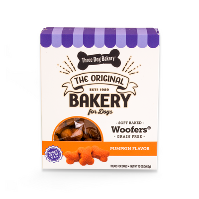 Three Dog Bakery Woofers® Grain-Free Pumpkin Biscuits 13-oz, Dog Treat